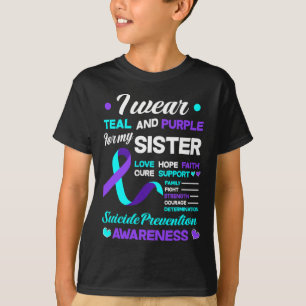 Camiseta Uso Verde azulado Y Morado Para Mi Hermana Suicida