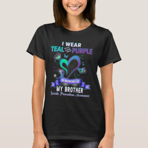 Camiseta Uso Verde azulado Y Morado Para Mi Hermano Suicidi