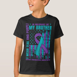 Camiseta Uso Verde azulado Y Morado Para Mi Hermano Suicidi