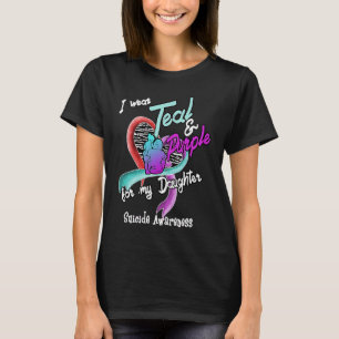 Camiseta Uso Verde azulado Y Morado Para Mi Hija Suicida Aw
