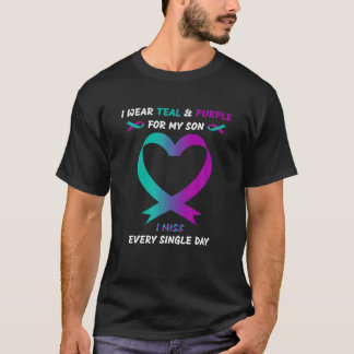 Camiseta Uso Verde azulado Y Morado Para Mi Hijo, Extraño T