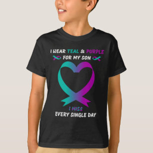 Camiseta Uso Verde azulado Y Morado Para Mi Hijo, Extraño T
