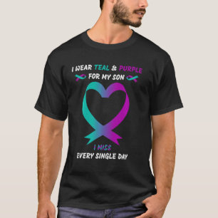 Camiseta Uso Verde azulado Y Morado Para Mi Hijo, Extraño T