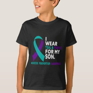 Camiseta Uso Verde azulado Y Morado Para Mi Hijo Suicidio P