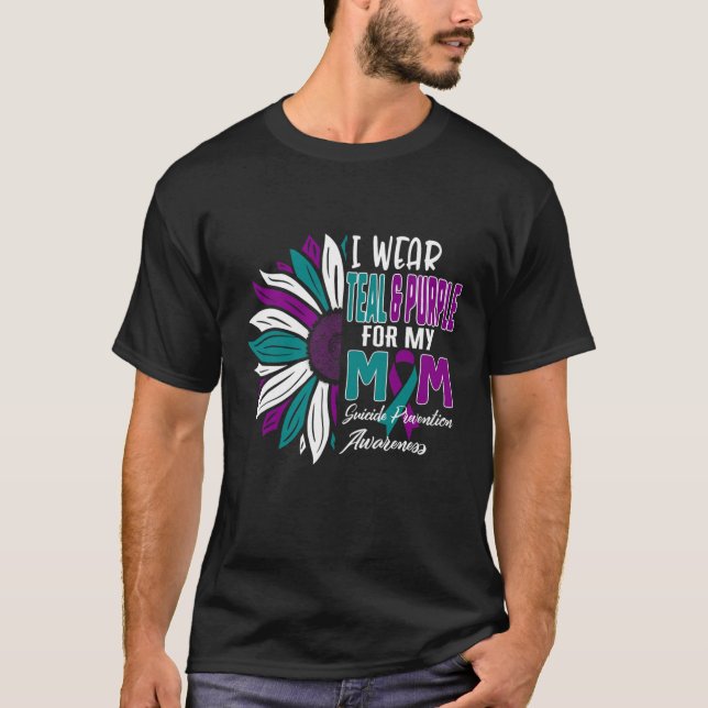Camiseta Uso Verde azulado Y Morado Para Mi Mamá Suicidio P (Anverso)
