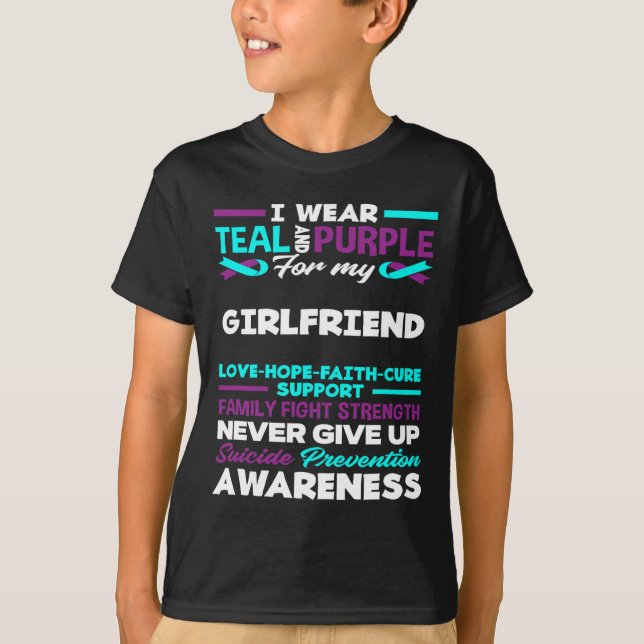 Camiseta Uso Verde azulado Y Morado Para Mi Novia Suicida A (Anverso)