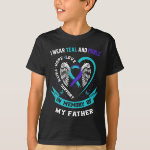 Camiseta Uso Verde azulado y morado para mi padre Suicidio 