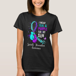 Camiseta Uso Verde azulado Y Morado Para Prevenir El Suicid