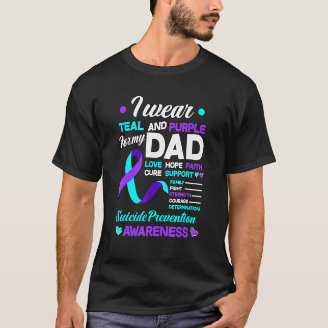 Camiseta Uso Verde azulado Y Morado Para Prevenir El Suicid (Anverso)