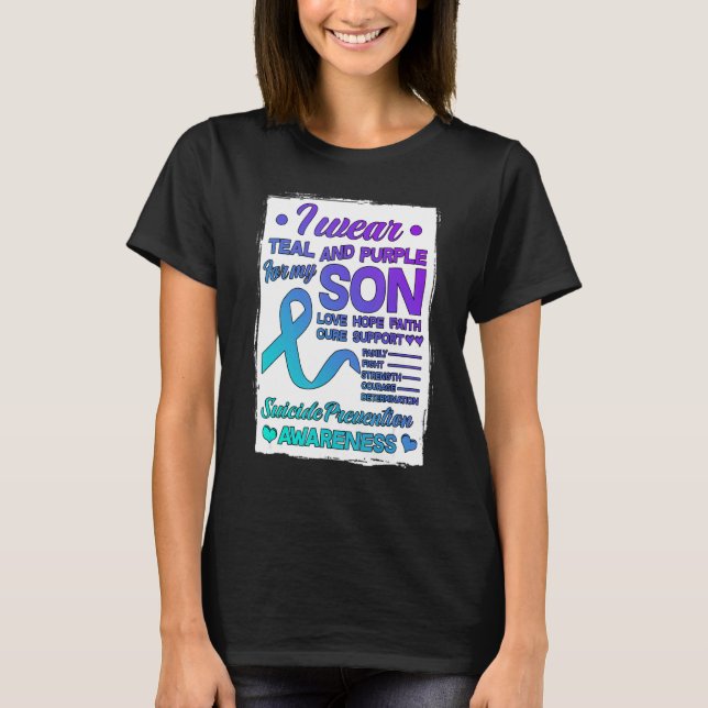 Camiseta Uso Verde azulado Y Morado Para Prevenir El Suicid (Anverso)