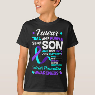 Camiseta Uso Verde azulado y morado para prevenir suicidios