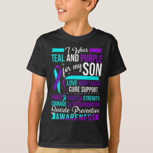 Camiseta Uso Verde azulado y morado para prevenir suicidios
