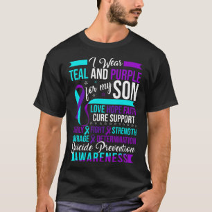 Camiseta Uso Verde azulado y morado para prevenir suicidios