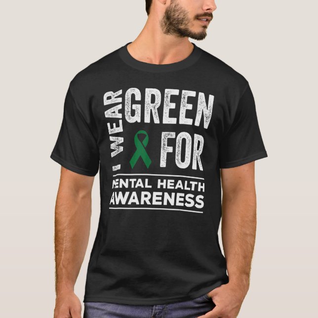 Camiseta Uso Verde Para Concienciación Sobre Salud Mental M (Anverso)