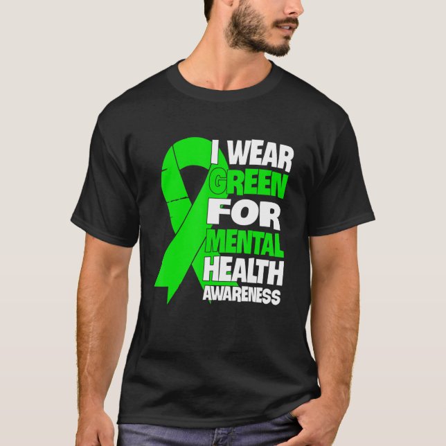 Camiseta Uso Verde Para Concienciación Sobre Salud Mental M (Anverso)
