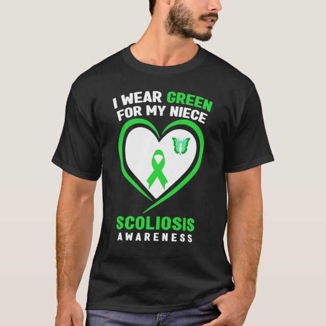 Camiseta Uso Verde Para La Conciencia De Mi Escoliosis De L (Anverso)