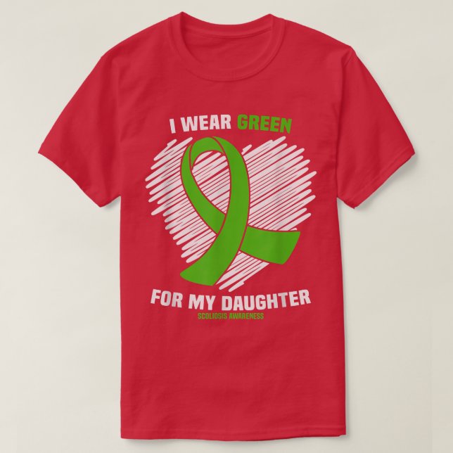 Camiseta Uso Verde Para La Conciencia De Mi Hija Scoliosis (Diseño del anverso)