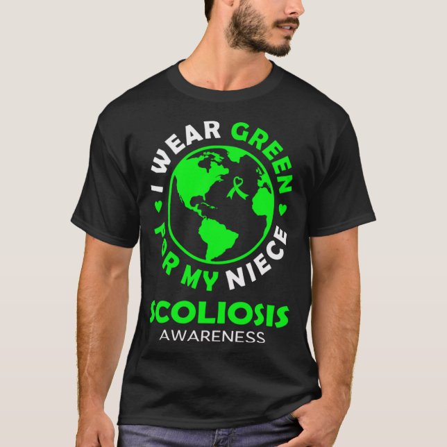 Camiseta Uso VERDE para mi conciencia de la ESCOLIOSIS en N (Anverso)