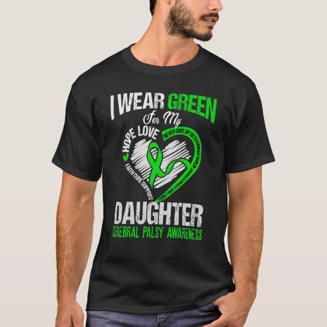 Camiseta Uso verde para mi hija parálisis cerebral verde (Anverso)