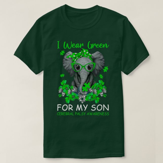 Camiseta Uso Verde Para Mi Hijo Conciencia De La Parálisis  (Diseño del anverso)