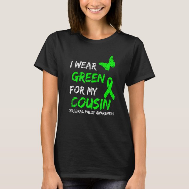 Camiseta Uso Verde Para Mi Primo Cinta Cerebral De Parálisi (Anverso)