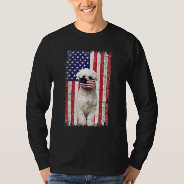 Camiseta Usos De Perro De Bandera Americana Maltesa Cara De (Anverso)