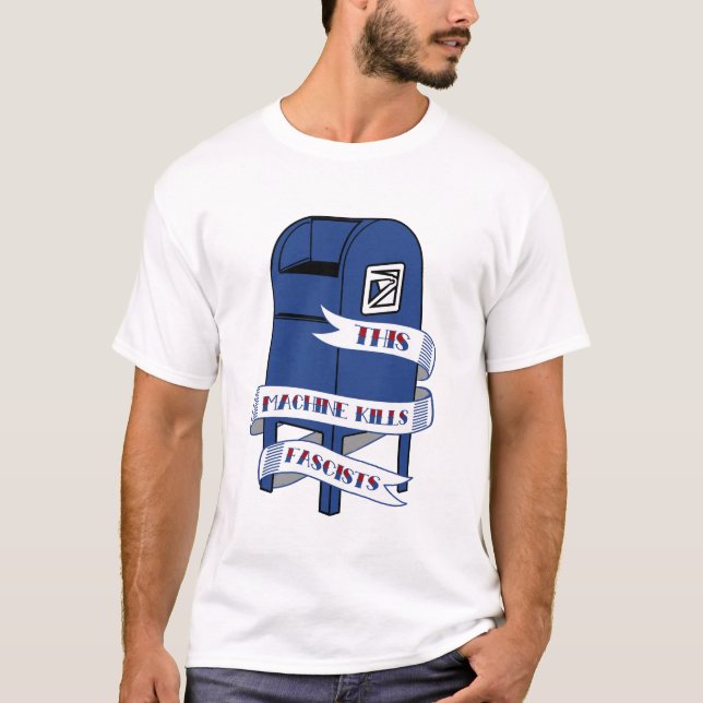 Camiseta USPS Esta máquina mata a fascistas Caja de correos (Anverso)