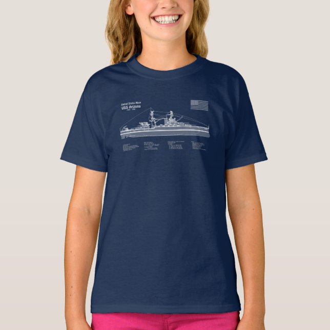 Camiseta USS Arizona - Planes de trazado de buques ABD (Anverso)