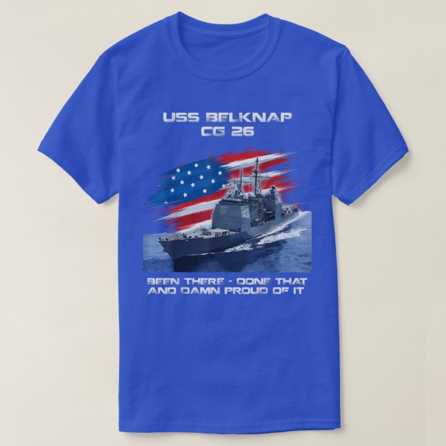 Camiseta USS Belknap CG26 Clase Cruiser Veter Bandera Ameri (Diseño del anverso)