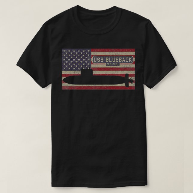 Camiseta USS Blueback SS581 Submarine USA Bandera estadouni (Diseño del anverso)