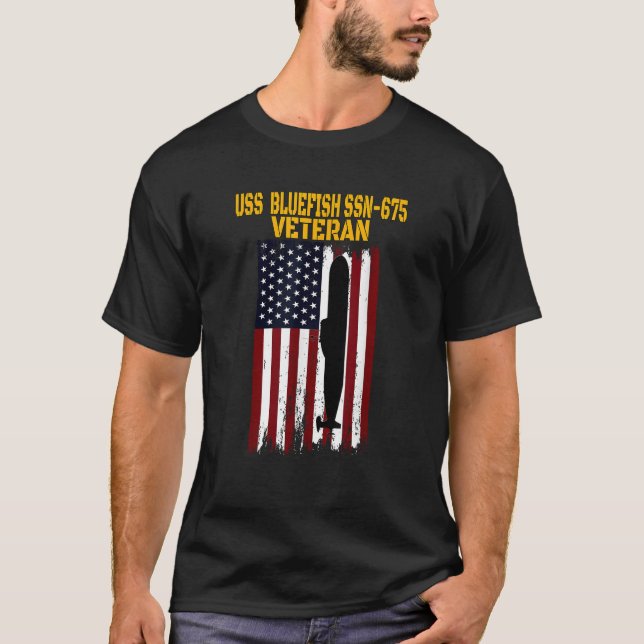 Camiseta USS Bluefish SSN 675 Submarinos Veteranos Día Padr (Anverso)
