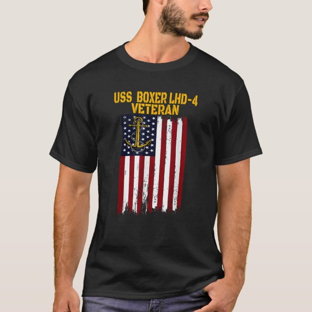 Camiseta USS Boxer LHD 4 Veteranos de Barco de Ataque Anfib (Anverso)