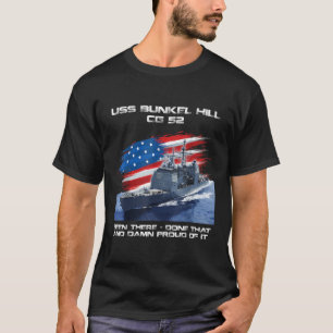 Camiseta USS Bunker Hill CG 52 Clase Bandera Americana Crui