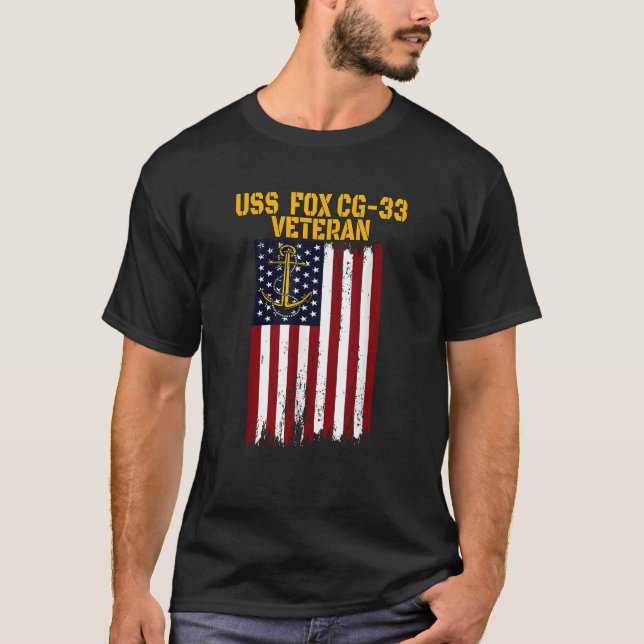 Camiseta USS Fox CG 33 Veteranos cruceros Día del Padre T (Anverso)