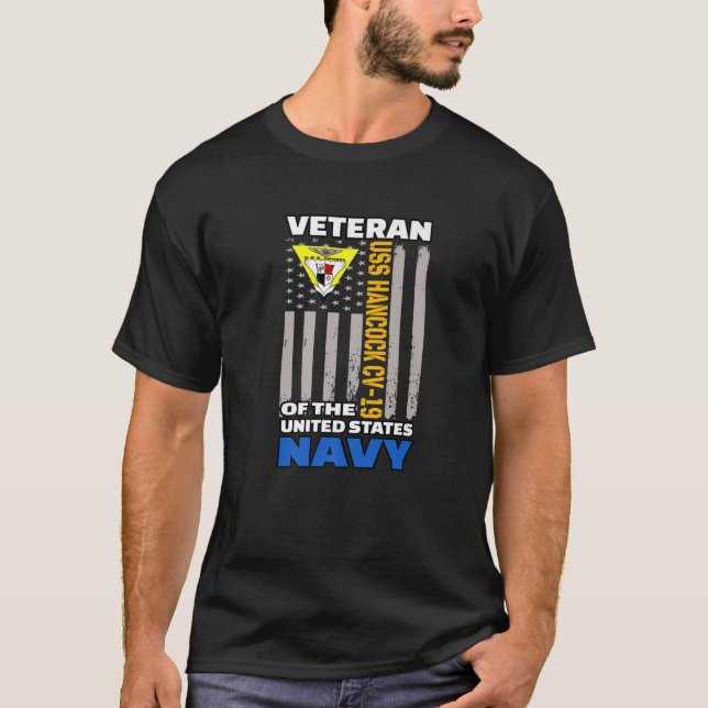 Camiseta USS Hancock CV-19 Avión de transporte Veteranos Dí (Anverso)