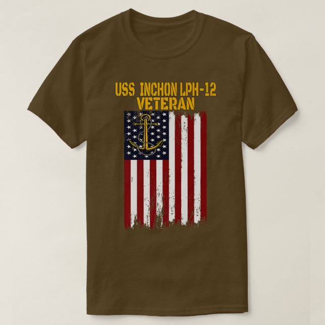 Camiseta USS Inchon LPH12 Amphibious Ship Helicopter Carrie (Diseño del anverso)