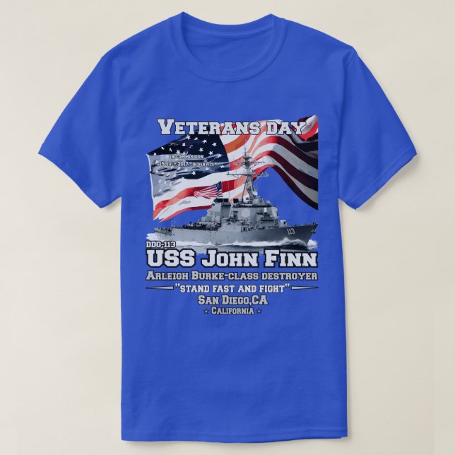 Camiseta USS John Finn Arleigh Burkeclass Destructor (Diseño del anverso)