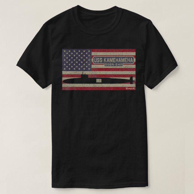 Camiseta USS Kamehameha SSBN-642 Bandera de Estados Unidos  (Diseño del anverso)