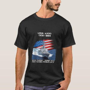 Camiseta USS Kidd DDG 993 Destroyer Ship USA Flag Veteran X