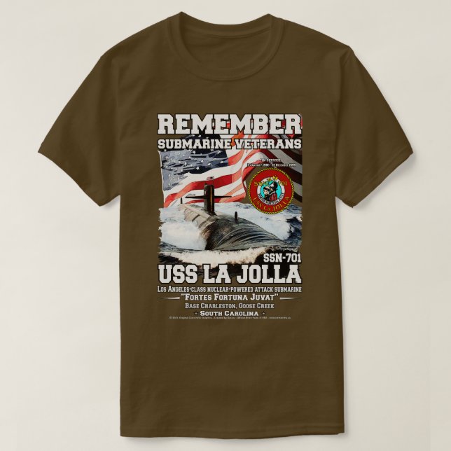 Camiseta USS La Jolla SSN701 Veteranos submarinos (Diseño del anverso)