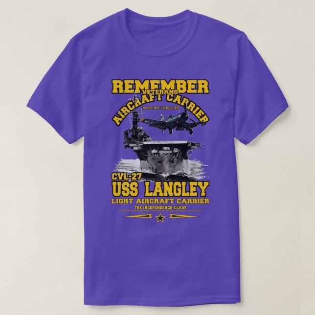 Camiseta USS Langley CVL27 veteranos portaaviones ligeros (Diseño del anverso)