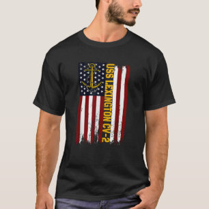 Camiseta USS Lexington CV 2 Bandera estadounidense de porta