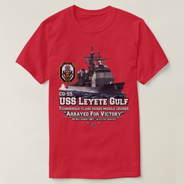 Camiseta USS Leyte Gulf CG55 Navy Cruiser (Diseño del anverso)
