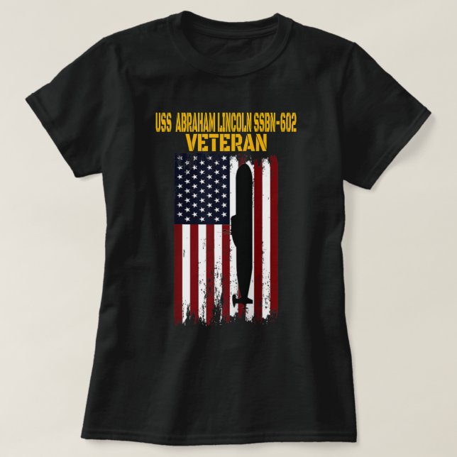 Camiseta USS Lincoln SSBN-602 Submarino Veteranos Día Padre (Diseño del anverso)