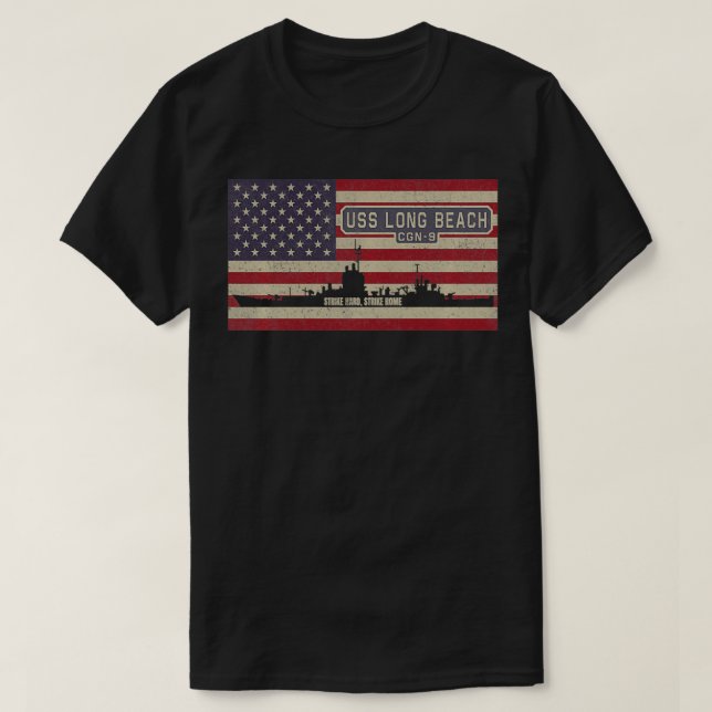 Camiseta USS Long Beach CGN9 Misiles Guiados Cruiser Americ (Diseño del anverso)