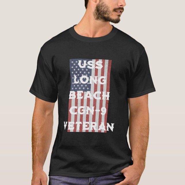 Camiseta USS Long Beach CGN 9 Cruiser Fathers Veterans Day (Anverso)