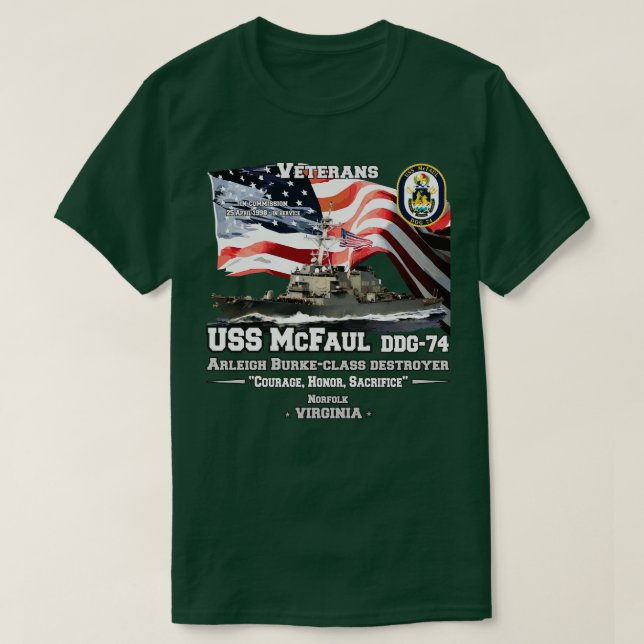 Camiseta USS McFaul Destroyer Veterans (Diseño del anverso)
