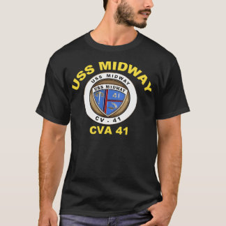 Camiseta Uss Midway (Cvbcvacv-41) Escudo Para Oscuro