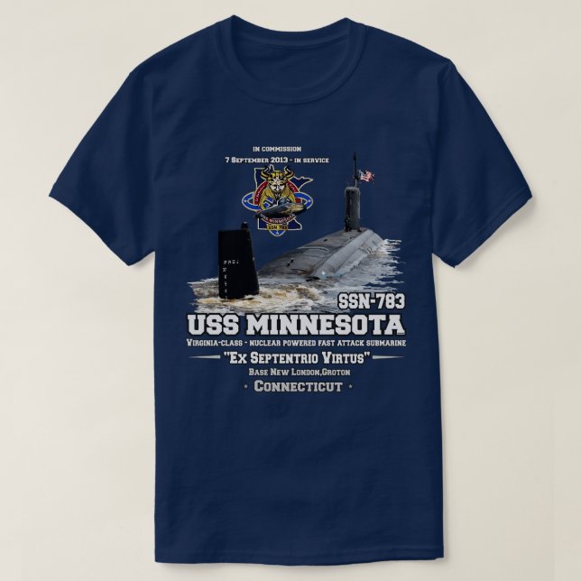 Camiseta USS Minnesota SSN783 Virginiaclass fast attack sub (Diseño del anverso)