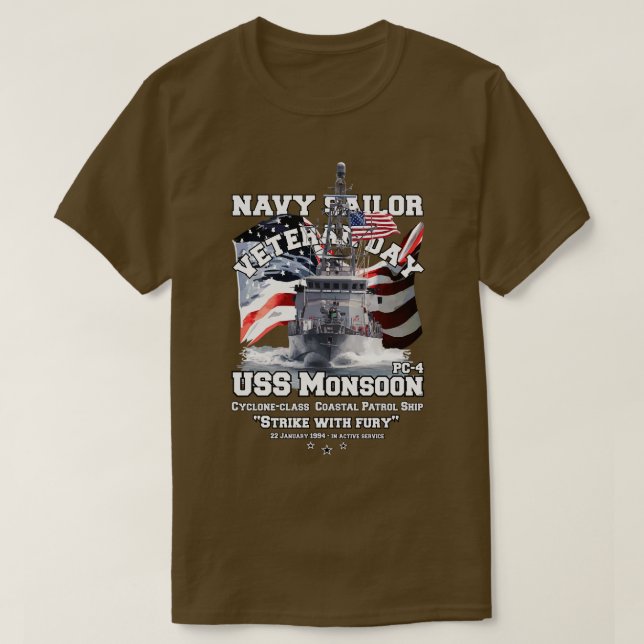 Camiseta USS Monsoon PC4 barco de patrulla costera (Diseño del anverso)